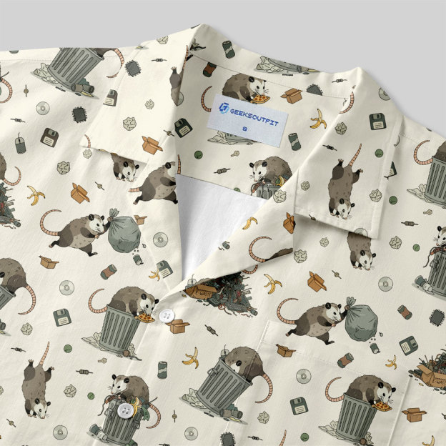 Cyber Scavenger White Button Up Pocket Shirt