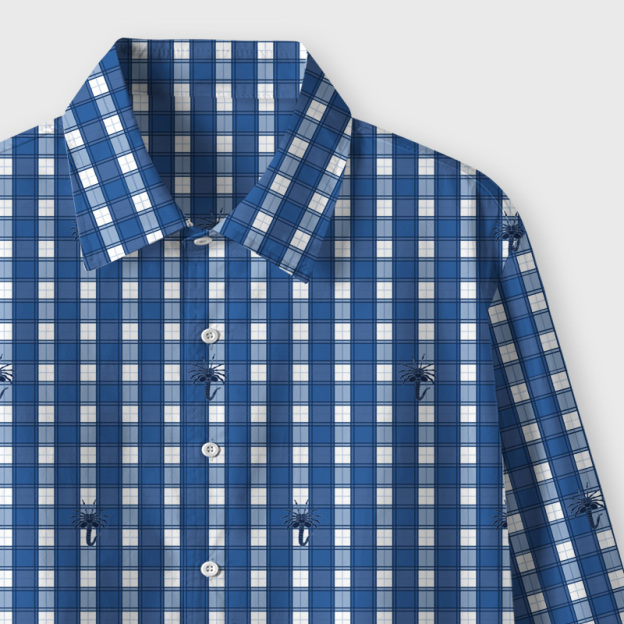 Blue Facehugger Plaid Geek Long-Sleeved Shirt