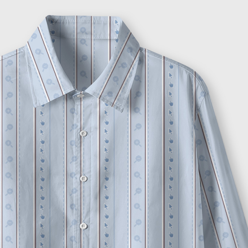 Pixelated Win Cursor Stripe Blue Geek Long-Sleeved Shirt