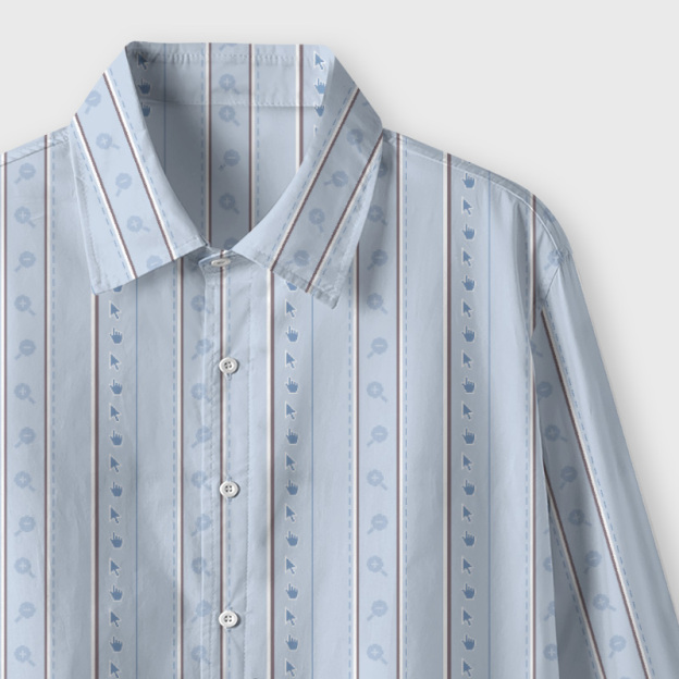 Pixelated Win Cursor Stripe Blue Geek Long-Sleeved Shirt