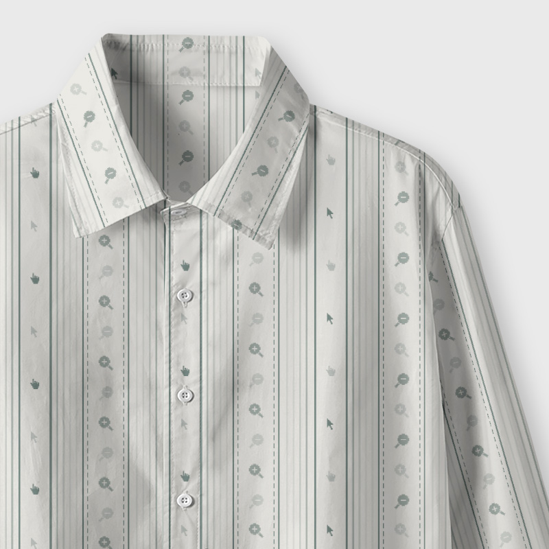 Pixelated Win Cursor Stripe Green Geek Long-Sleeved Shirt