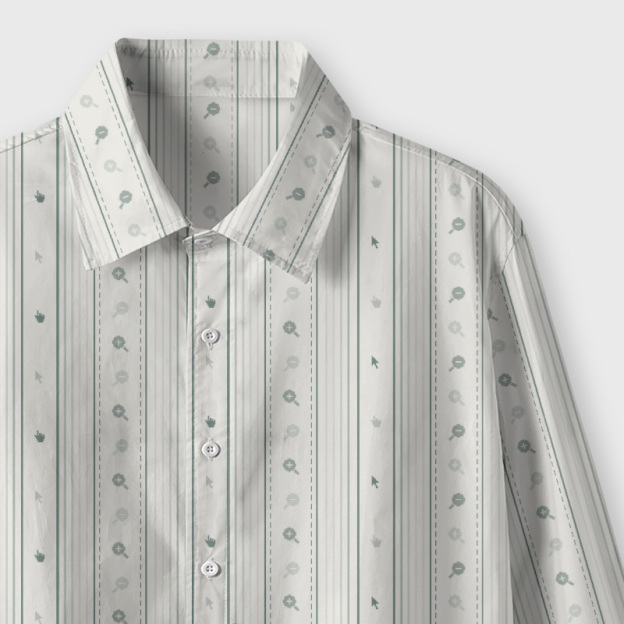 Pixelated Win Cursor Stripe Green Geek Long-Sleeved Shirt