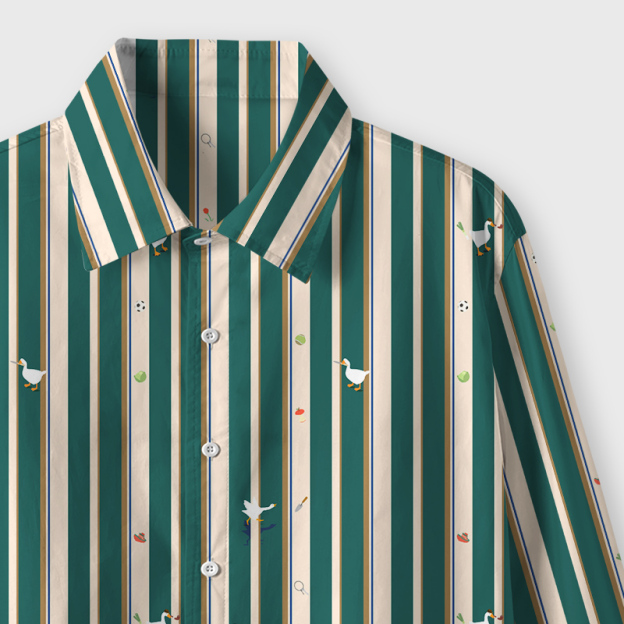 Striped Goose Green Geek Long-Sleeved Shirt