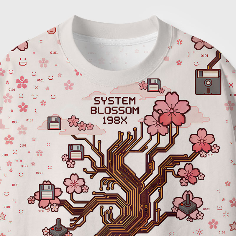 System Blossom 198X Geek Eco Oversized Graphic Tees