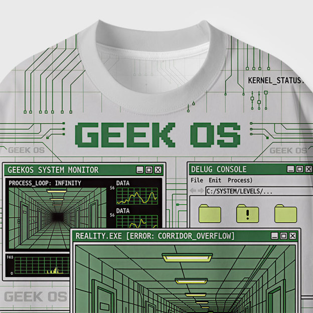 Debugging Reality Geek Eco Oversized Graphic Tees