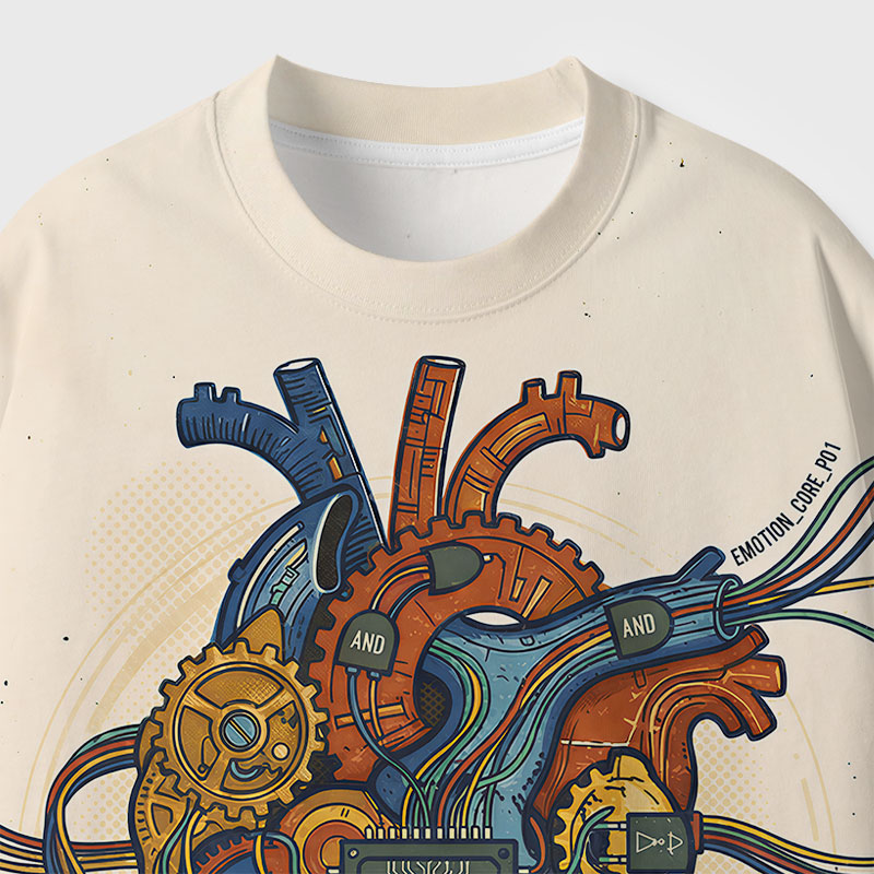 CPU Heart Geek Eco Oversized Graphic Tees