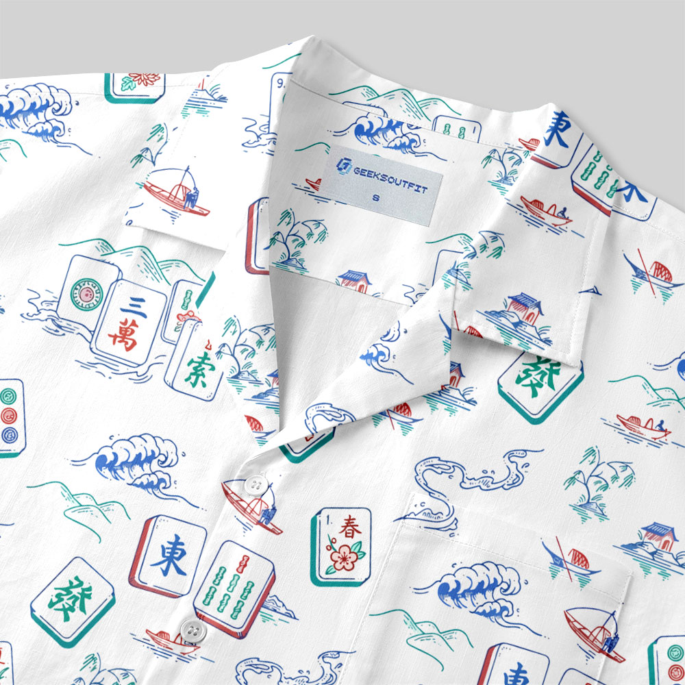 Fortune & Luck Mahjong Button Up Pocket Shirt