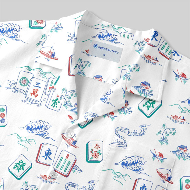 Fortune & Luck Mahjong Button Up Pocket Shirt