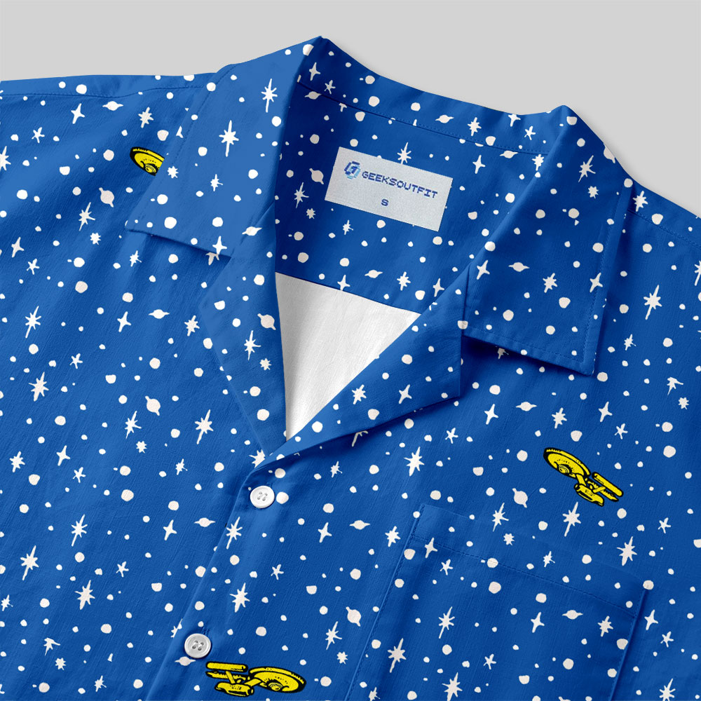 Minimalist Deep Space Explorer Button Up Pocket Shirt