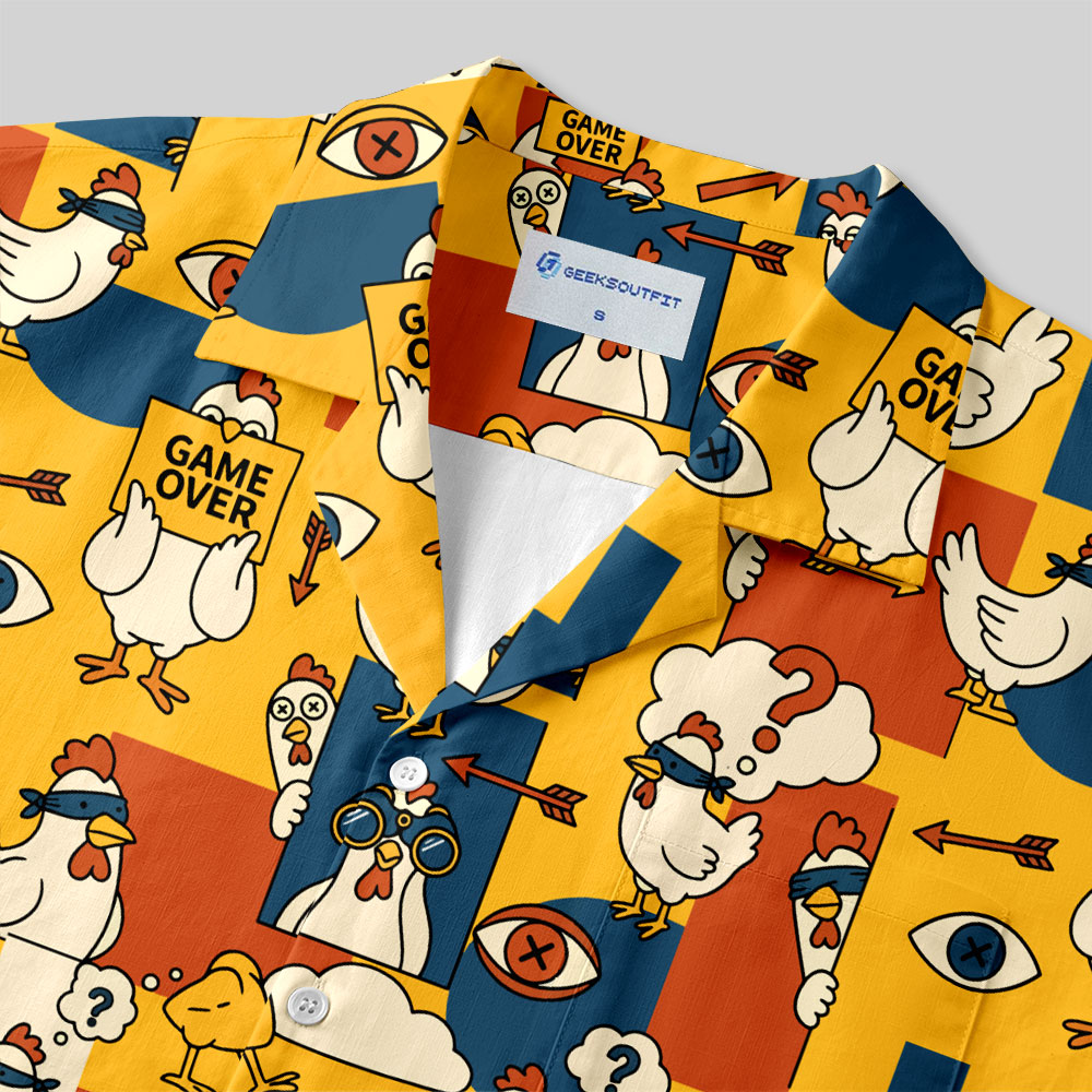 Chicken Game Retro Button Up Pocket Shirt