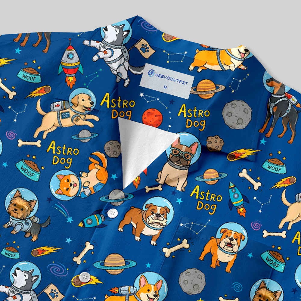 Astro Dog Squad-Paw Mission Button Up Pocket Shirt