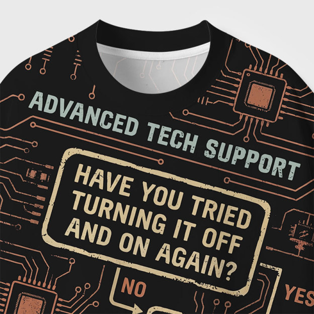 Turn It Off And On Again Geek Eco Oversized Graphic Tees