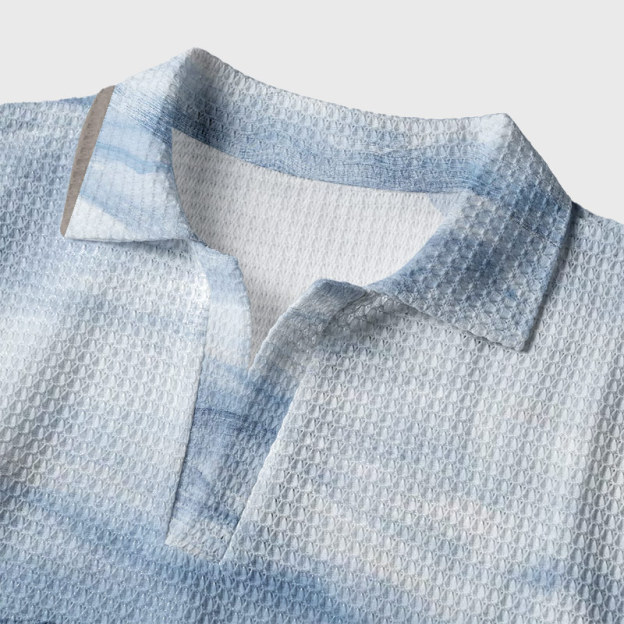 Blue Fibonacci Geek Crochet Polo Shirt