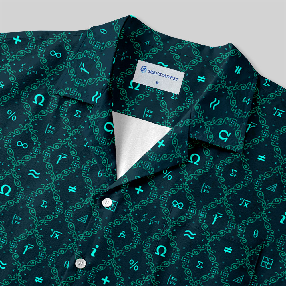 Mathematical Traditional Patterns Button Up Pocket Shirt
