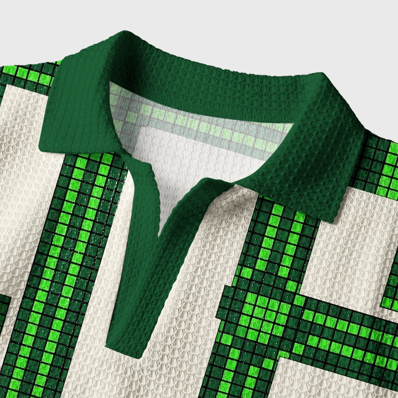 Green Matrix Geek Crochet Polo Shirt