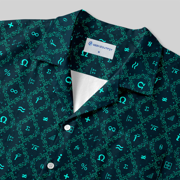 Mathematical Traditional Patterns Button Up Pocket Shirt