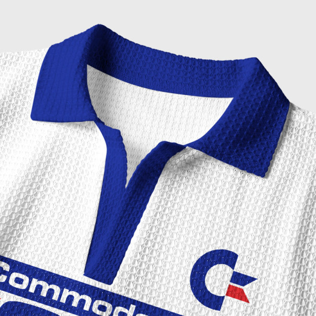 Commodore 64 Retro Stripe Geek Crochet Polo Shirt