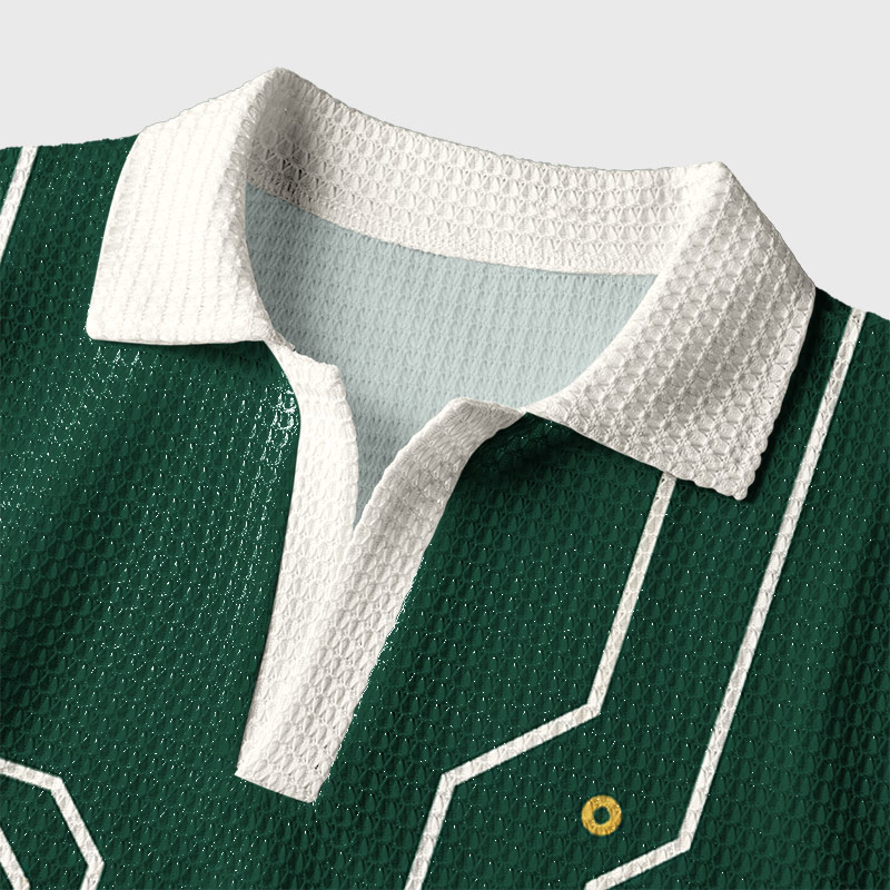 Green Tech Circuit Geek Crochet Polo Shirt