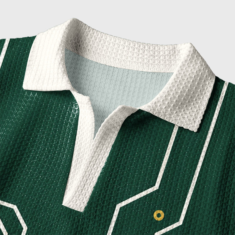 Green Tech Circuit Geek Crochet Polo Shirt