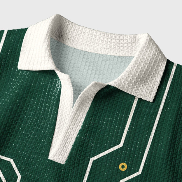 Green Tech Circuit Geek Crochet Polo Shirt