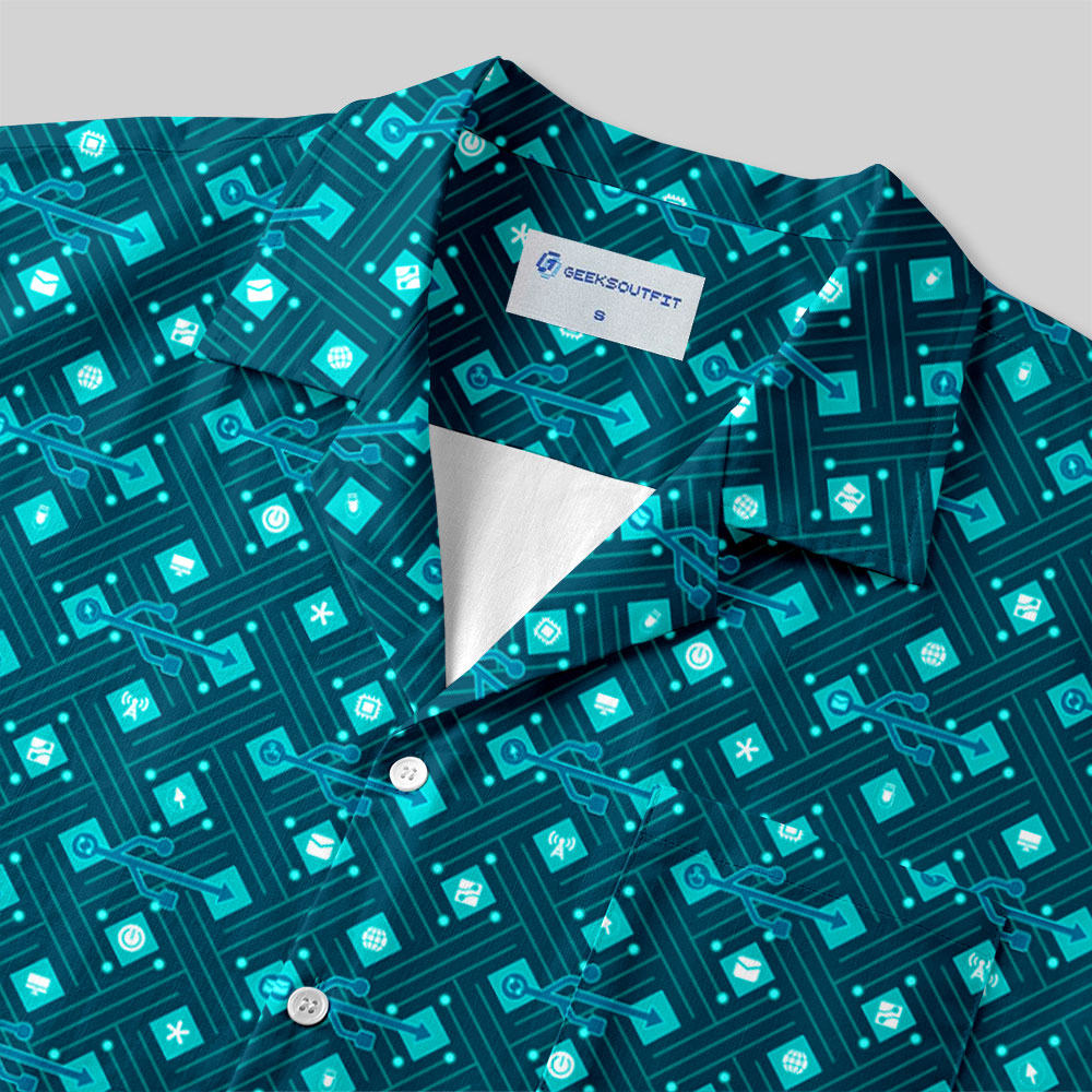 USB Interface Button Up Pocket Shirt