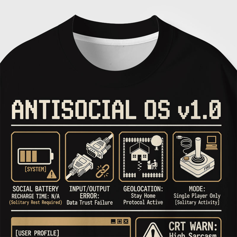 Antisocial OS Geek Eco Oversized Graphic Tees