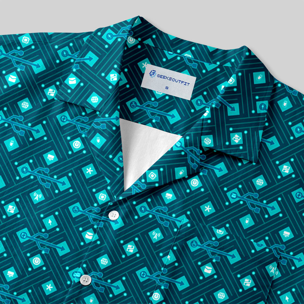 USB Interface Button Up Pocket Shirt