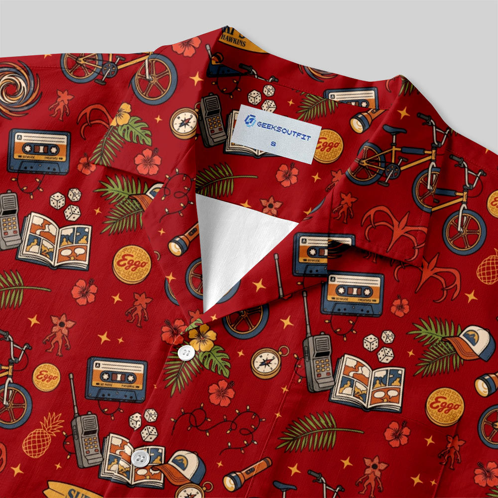 80s Mystery Squad Retro Icons Button Up Pocket Shirt