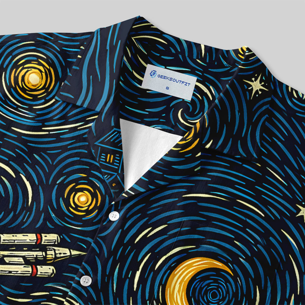 Starry Night Savior Galactic Mission Button Up Pocket Shirt