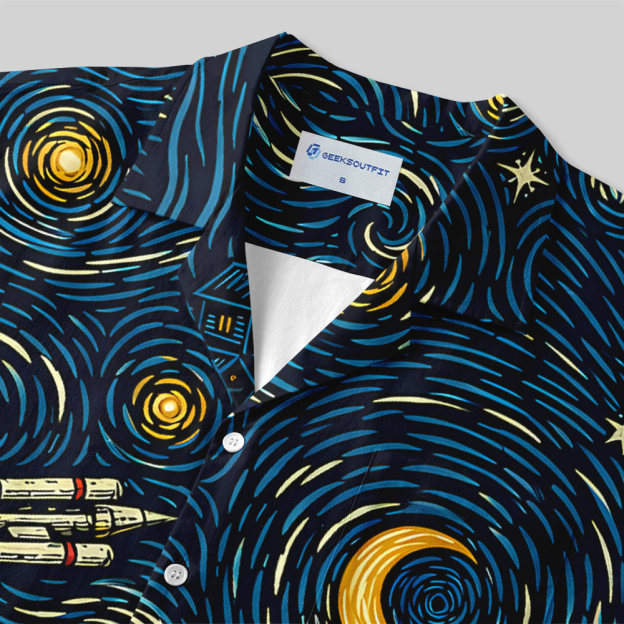 Starry Night Savior Galactic Mission Button Up Pocket Shirt