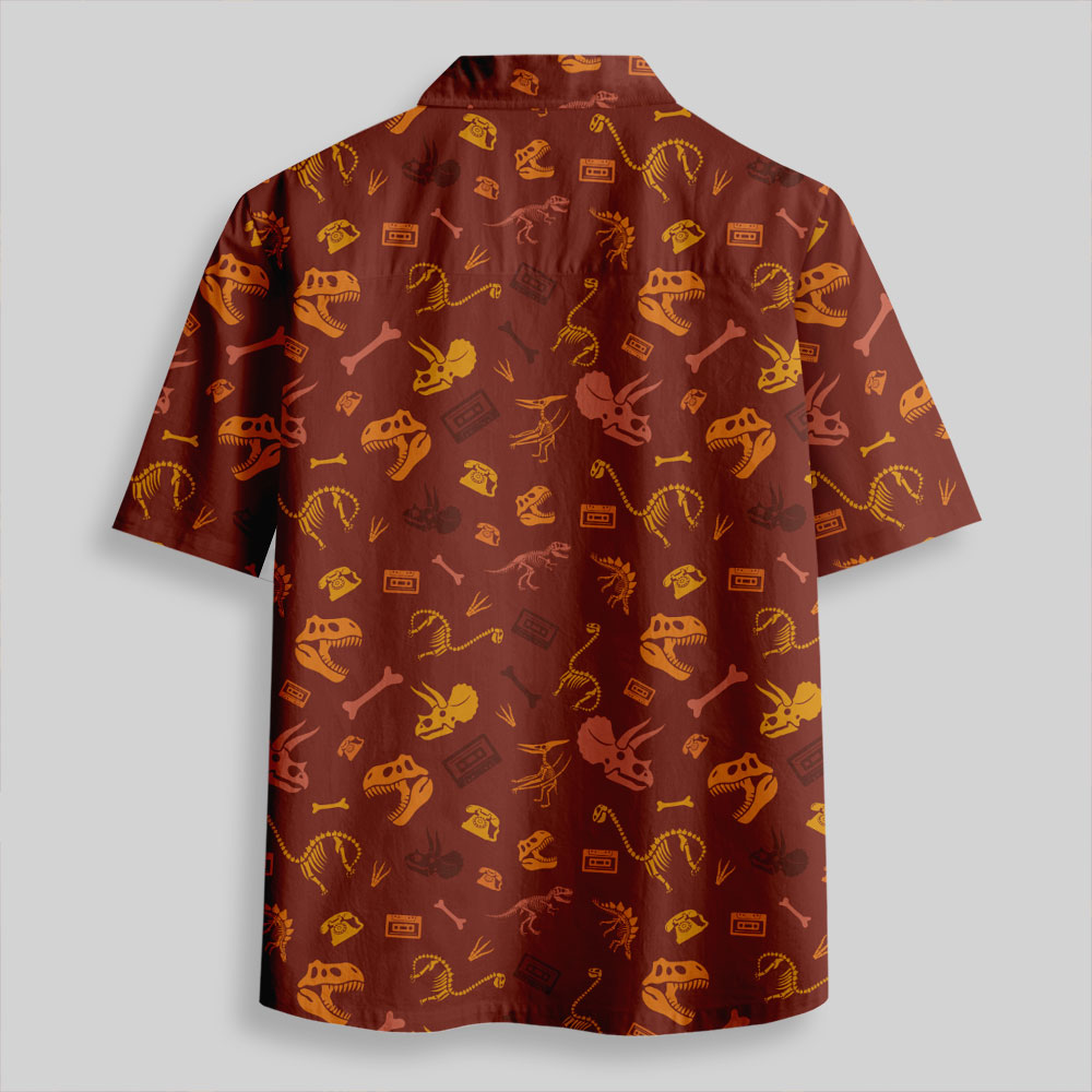 Dinosaur Fossil Button Up Pocket Shirt