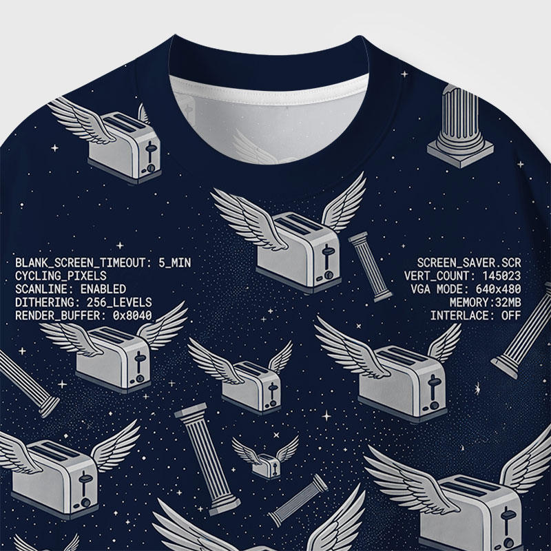 90s Screensaver Toaster Geek Eco Oversized Graphic Tees