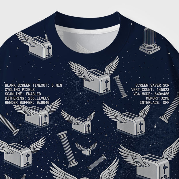 90s Screensaver Toaster Geek Eco Oversized Graphic Tees