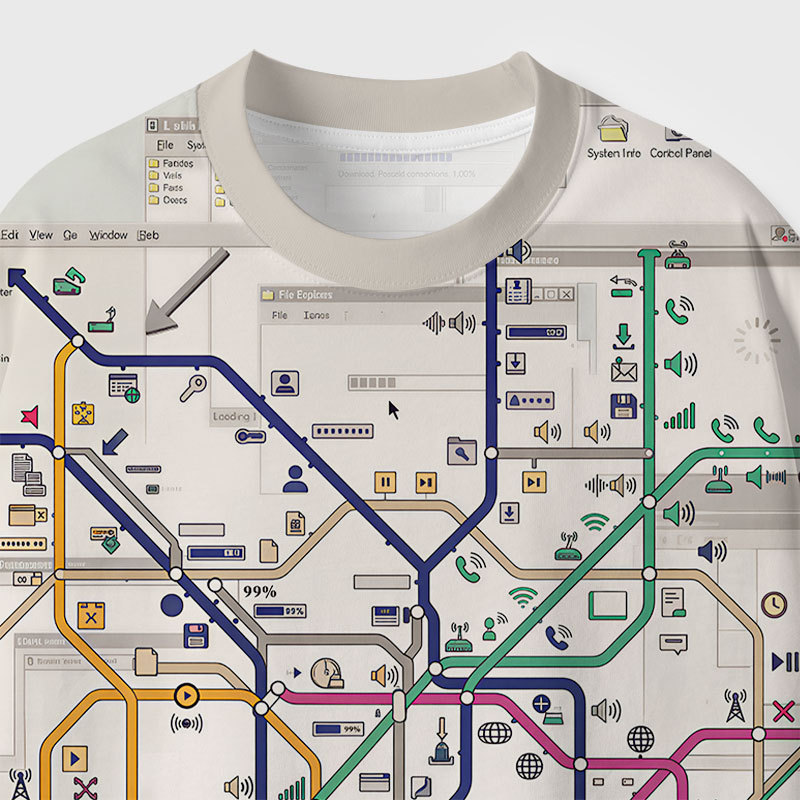 Desktop Subway Map Geek Eco Oversized Graphic Tees