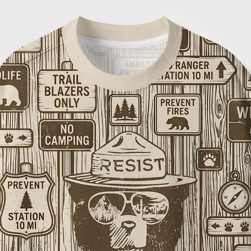Eco Conservation Hiker Geek Eco Oversized Graphic Tees