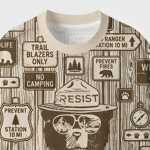 Eco Conservation Hiker Geek Eco Oversized Graphic Tees