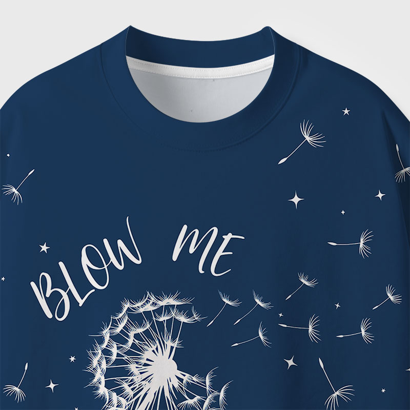 Blow Me Dandelion Star Floral Geek Eco Oversized Graphic Tees
