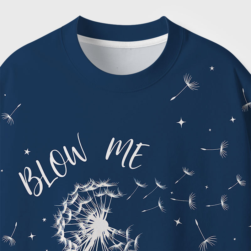 Blow Me Dandelion Star Floral Geek Eco Oversized Graphic Tees