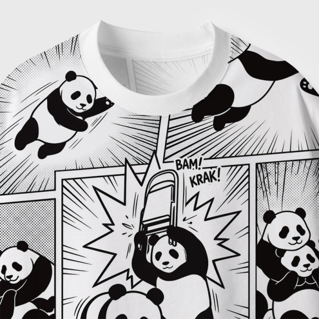 Black White Bear Wrestling Fight Geek Eco Oversized Graphic Tees