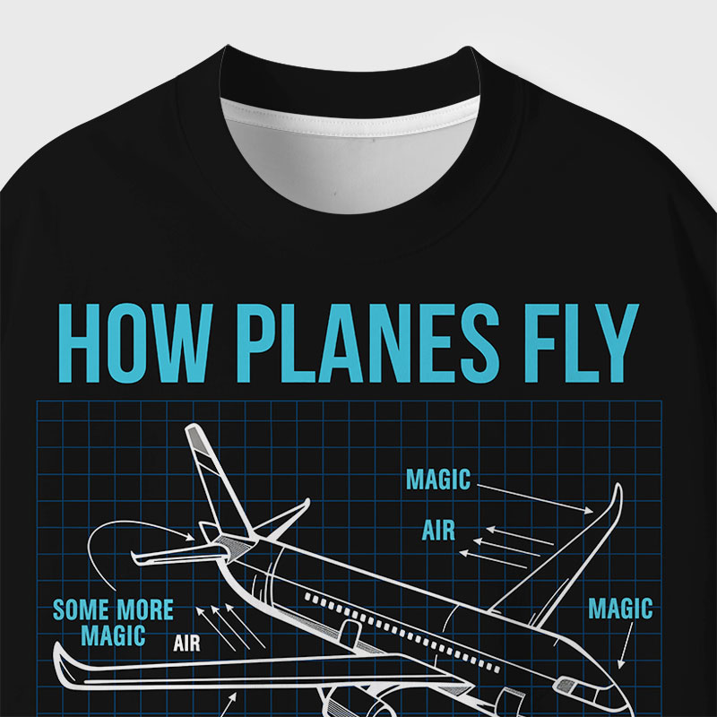 How Planes Fly Geek Eco Oversized Graphic Tees