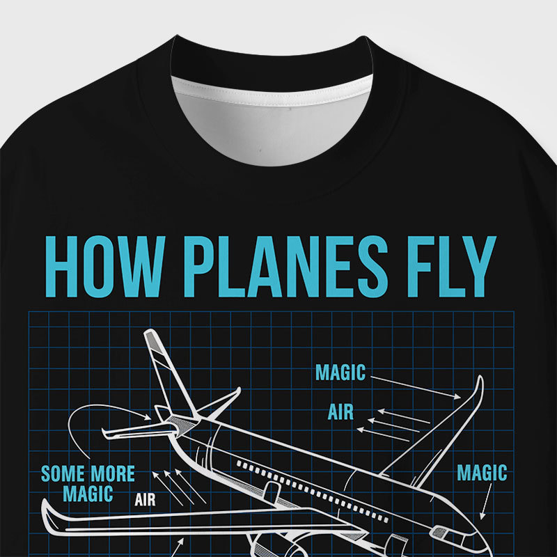 How Planes Fly Geek Eco Oversized Graphic Tees