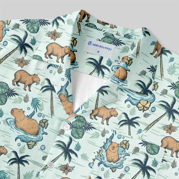 Island Capybara Button Up Pocket Shirt