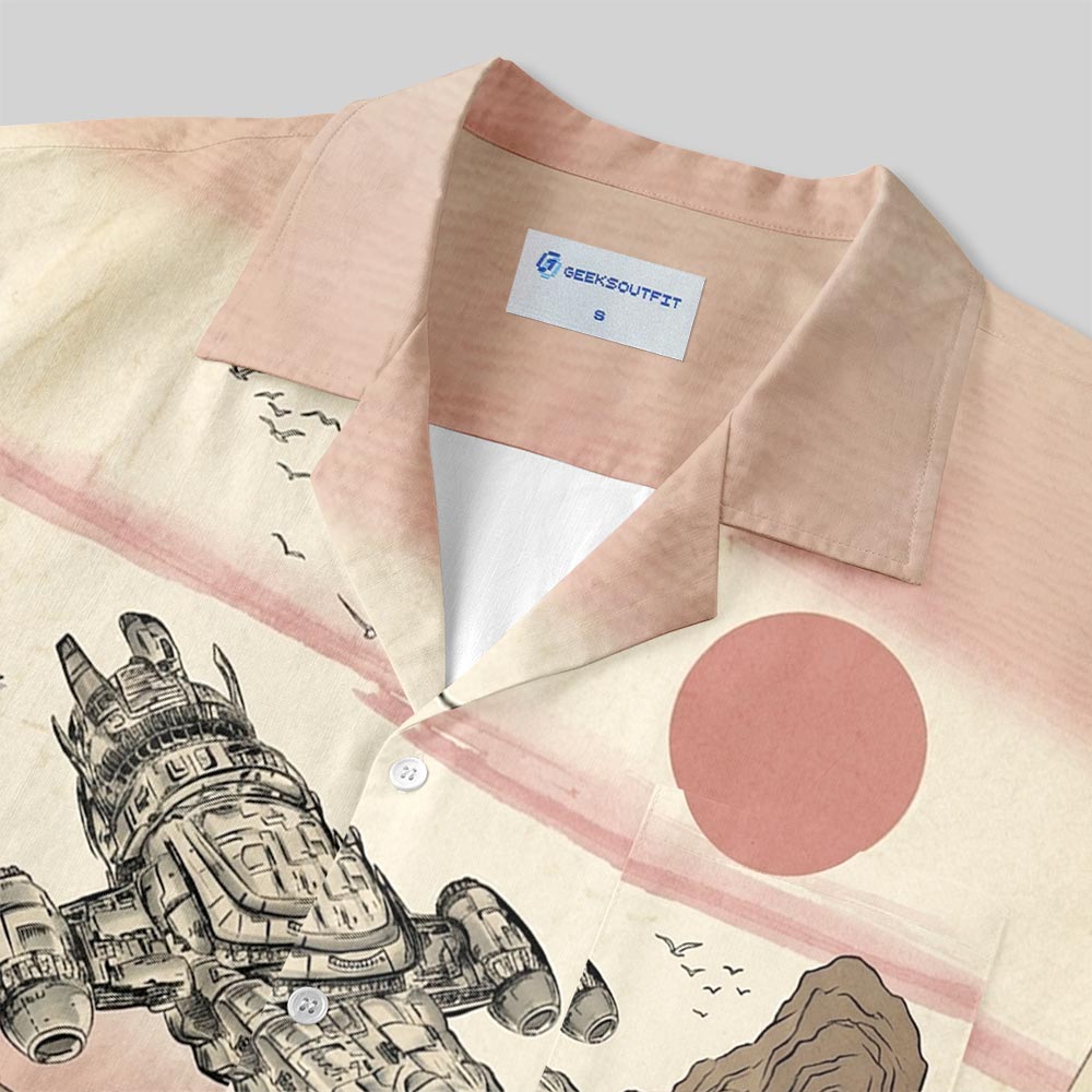 Serenity Red Sun Coast Button Up Pocket Shirt