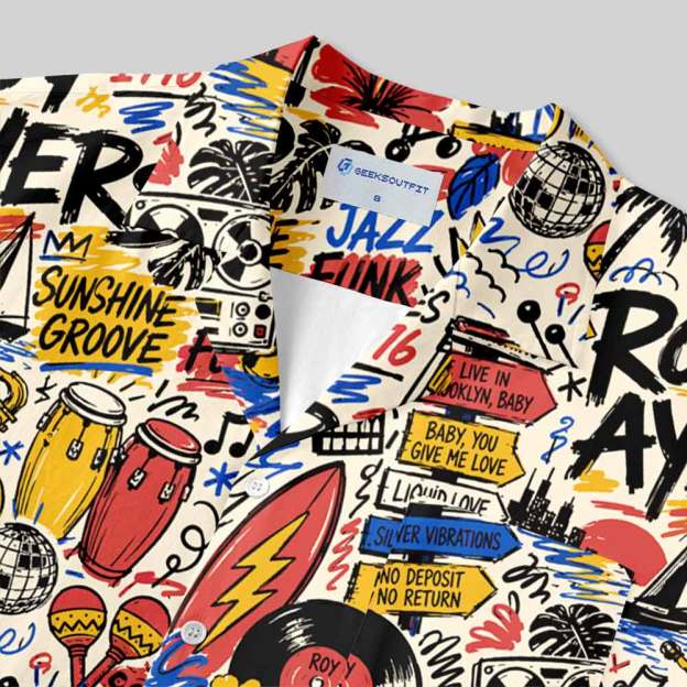 Sunshine Groove Graffiti Button Up Pocket Shirt