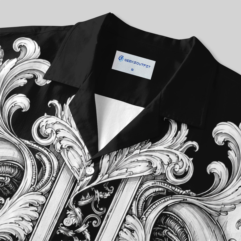 Gothic Baroque Biomechanical Button Up Pocket Shirt