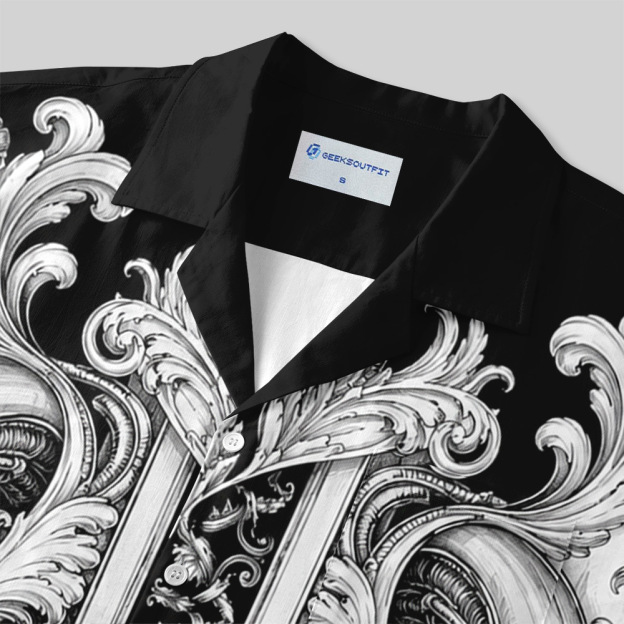 Gothic Baroque Biomechanical Button Up Pocket Shirt