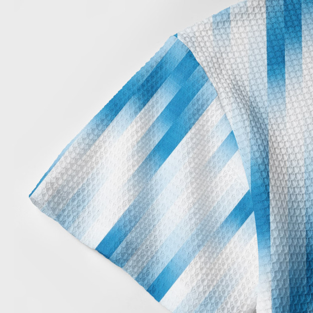 Ocean Watercolor Gradient Stripe Geek Waffle Knit Crochet Shirt