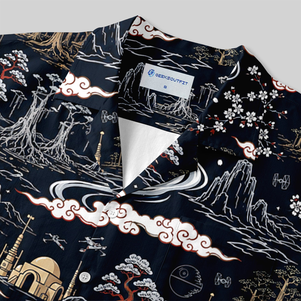 Galactic Landscape Ukiyo-e Button Up Pocket Shirt
