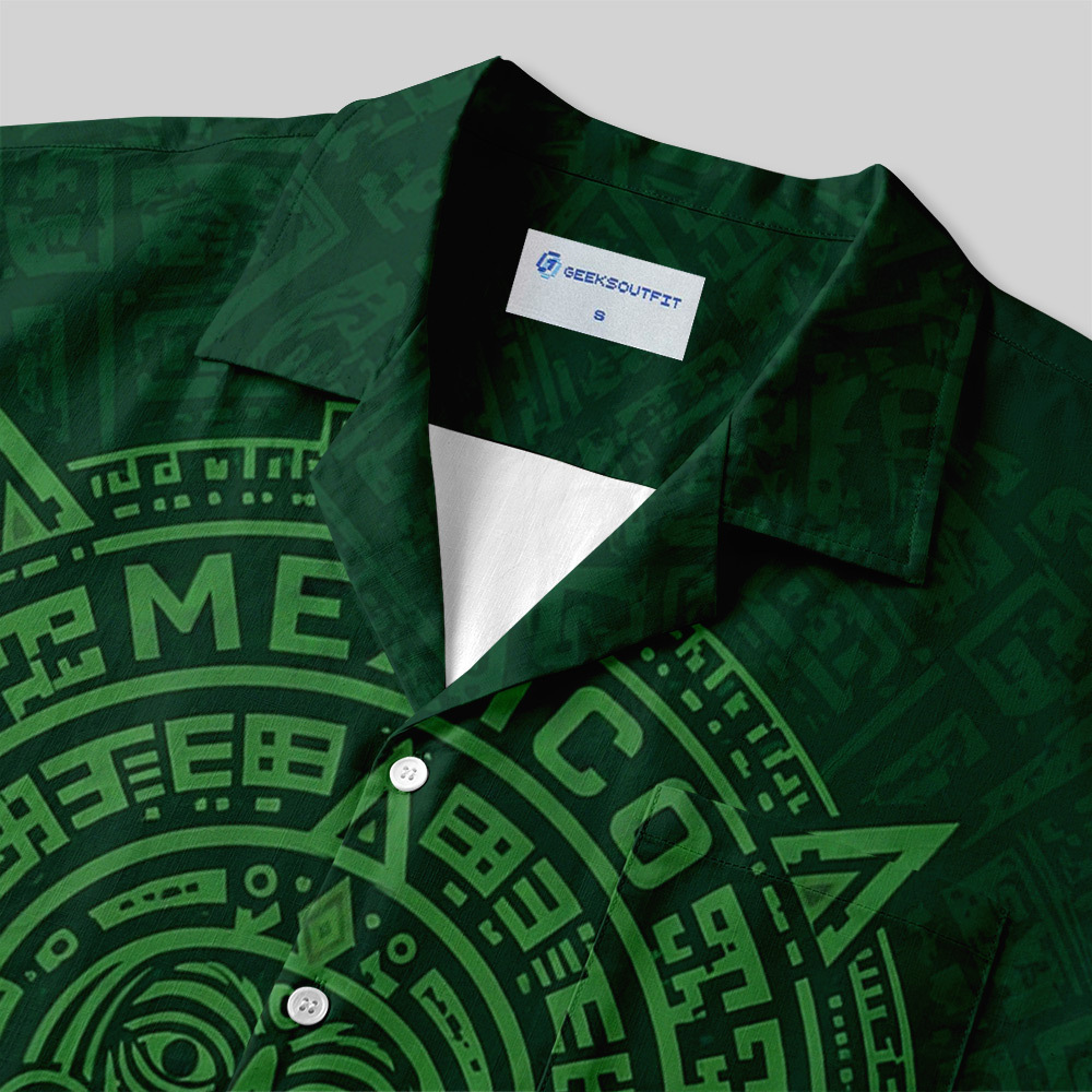 Aztec Totem Printed Casual Button Up Pocket Shirt