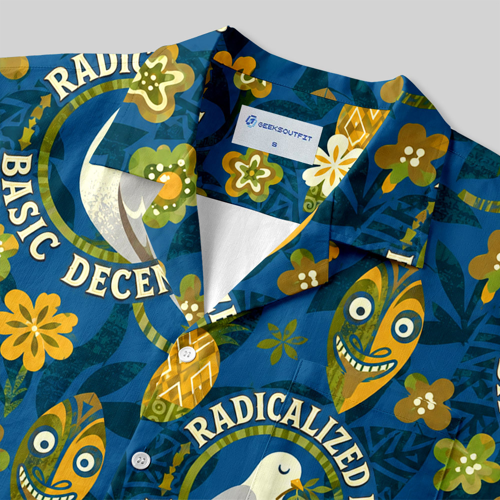 Radicalized by basic decency Tropical Dove Hawaiian Button Up Pocket Shirt